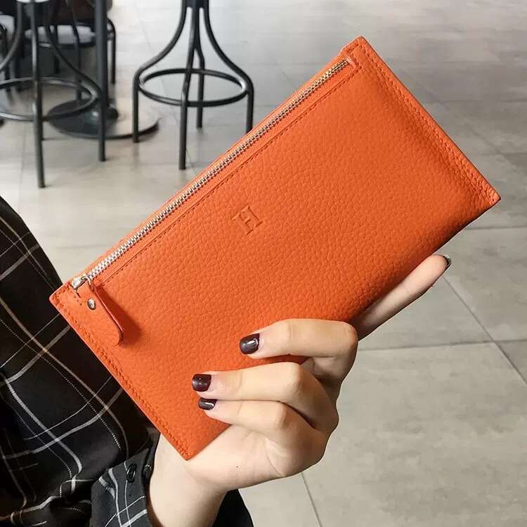 Genuine Leather for Women Long Style New Ultra-thin Clutch Wallet Niche Design Exquisite High-end