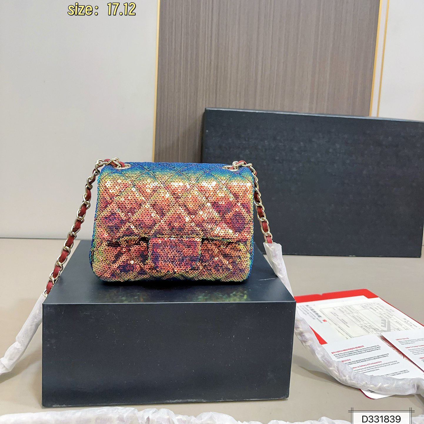 10A designer bag TOP quality womens diamond grid Shiny sequin handbag single diagonal cross bag classic fashion chain bag square fat small square bag wallet 17x12cm