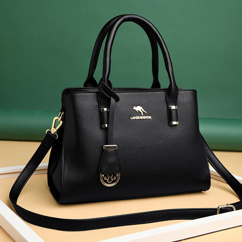Free Shipping Lanzhi Xin Kangaroo 2025 Designer's New Fashionable Multifunctional Soft Leather Large Bag Shoulder Bag Middle-aged Mother Bag Wome