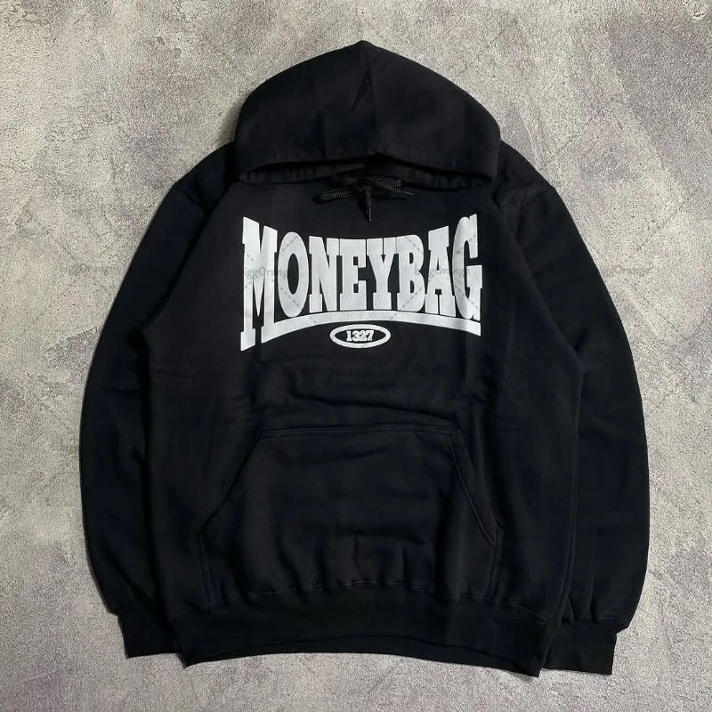 Punk Retro High Street Harajuku Hoodie American Fashion Letter Print Super Large Sweatshirt Gothic Casual Streetwear Men 250707