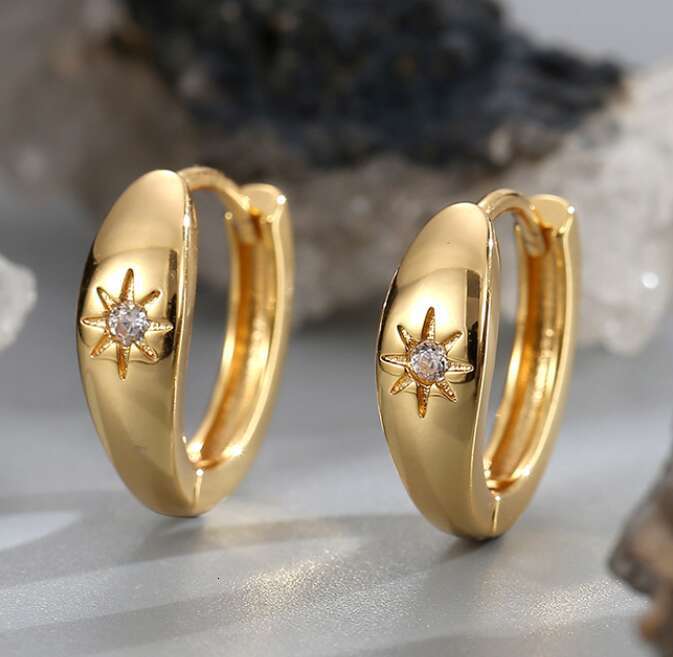 DHCollections Fashionable and Exquisite Copper Earrings for Women, Light Minimalist Style with Zircon Inlay