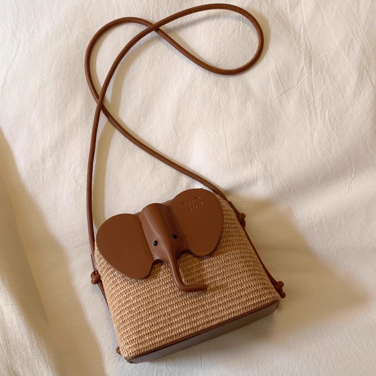 Summer night breeze bucket bag, rainbow elephant woven bag, women's summer single shoulder crossbody bag