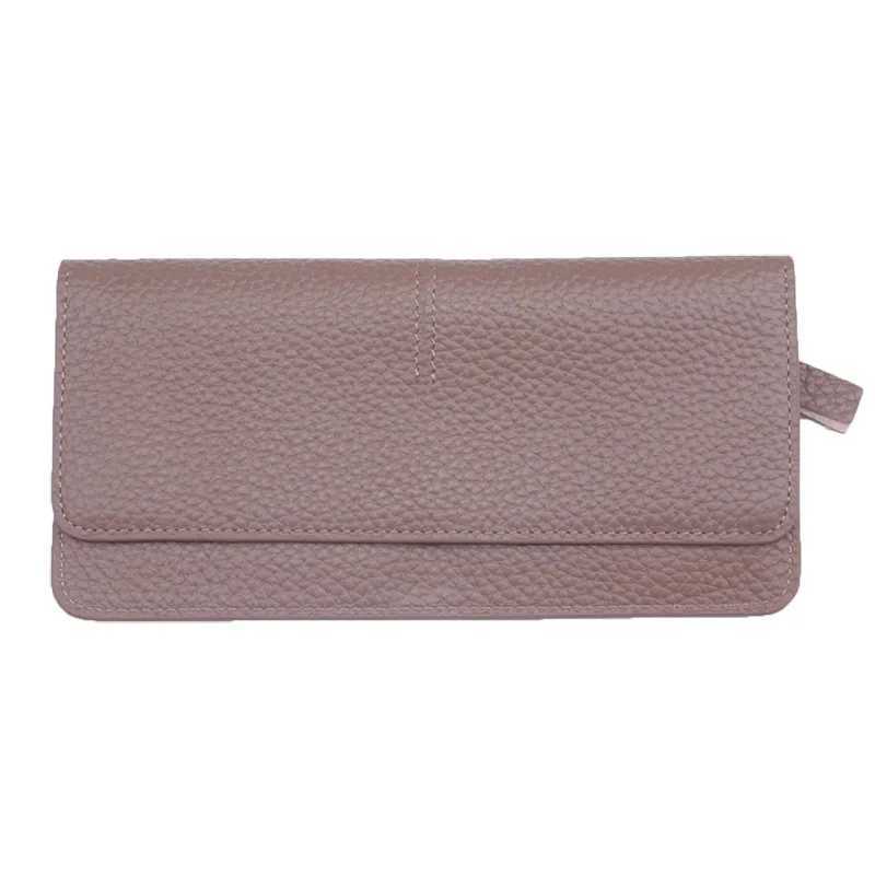 100% Genuine Cow Leather LG Wallet for Women Slim Flat Cowhide Purse ID Holder Wallet Leather Y250707