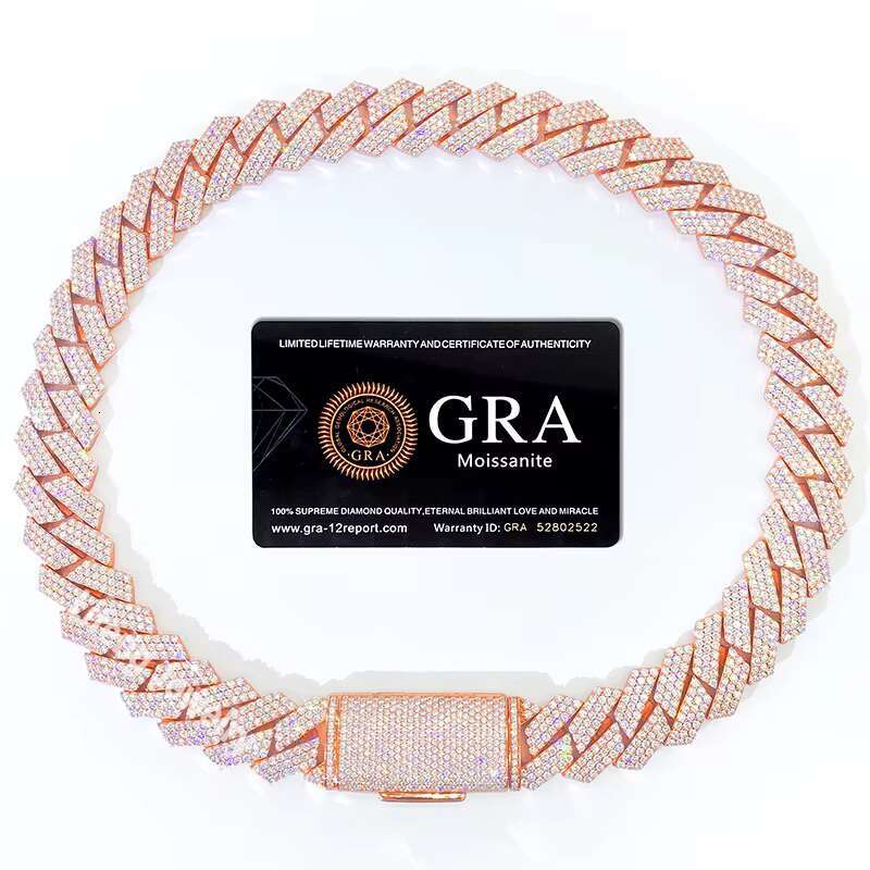 Wholesale Miami Moissanite Chain 10mm-20mm 925 Sterling Silver Gold Plated VVS Diamond Necklace Cuban Link Chain for Men Jewelry