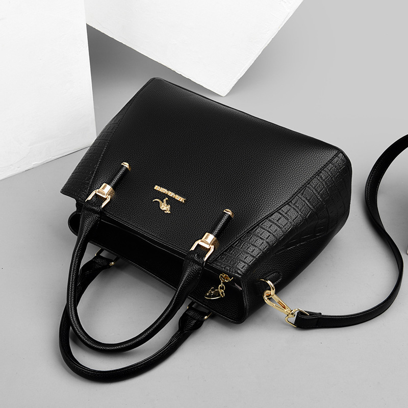 Free Shipping Designer Crocodile Pattern Fashionable Handbag, Snow Loving Kangaroo Leather Shoulder Crossbody Bag, Large Capacity Mother Bag