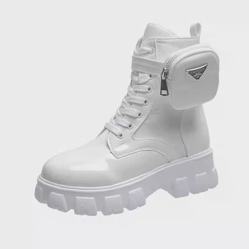 Designer men's and women's casual shoes, black, white, khaki colored boots, outdoor walking boots with waterproof platform, thick sole, heig