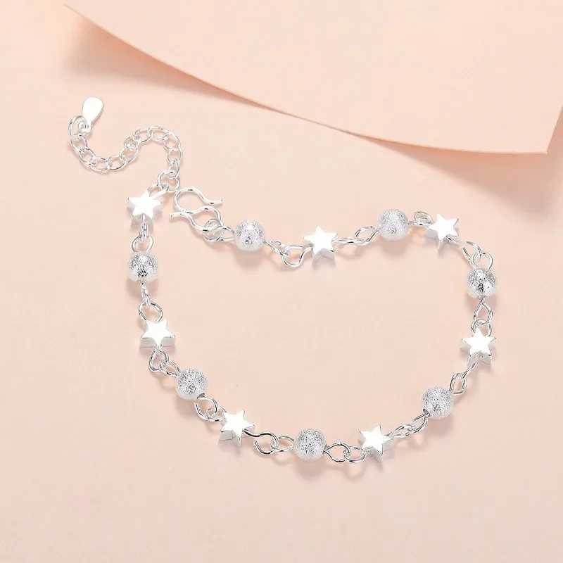 925 Sterling Silver Stars Bracelets For Women Fashion Korean Designer Frosted Bead Bracelet Beautiful Party Wedding Jewelry Gift XJ250707