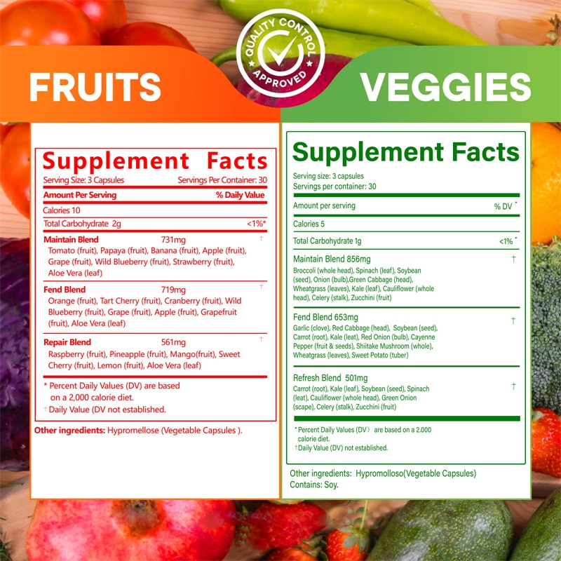 Vegetable Fruit Capsules Women Men Multivita Dietary Fiber Vegetarian For Body Health 32011
