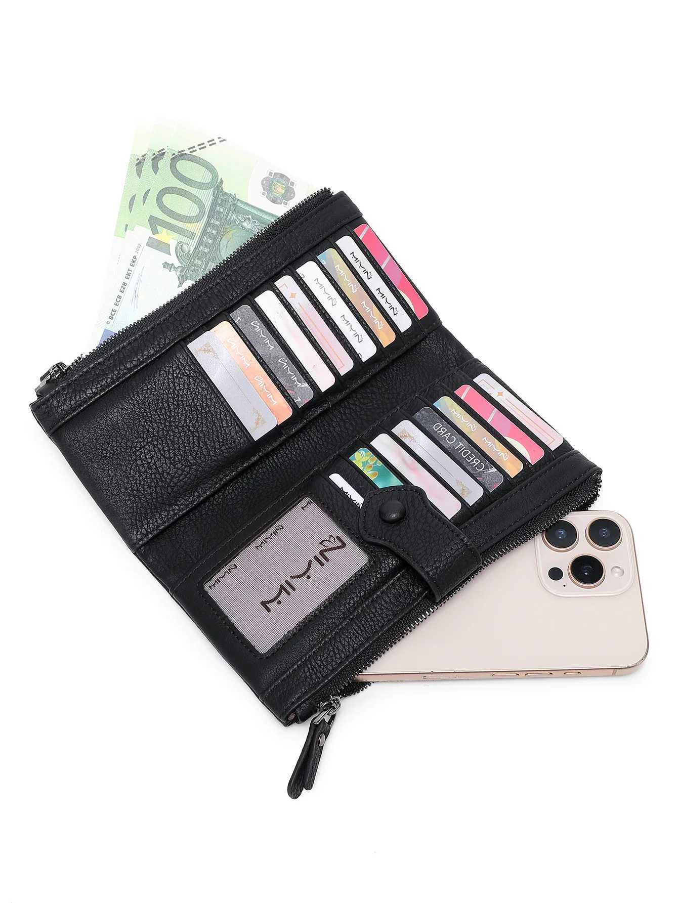 Lihi pattern mens and wens wallets double zipper lg wallet fiable large capacity holder coin purse Y250707