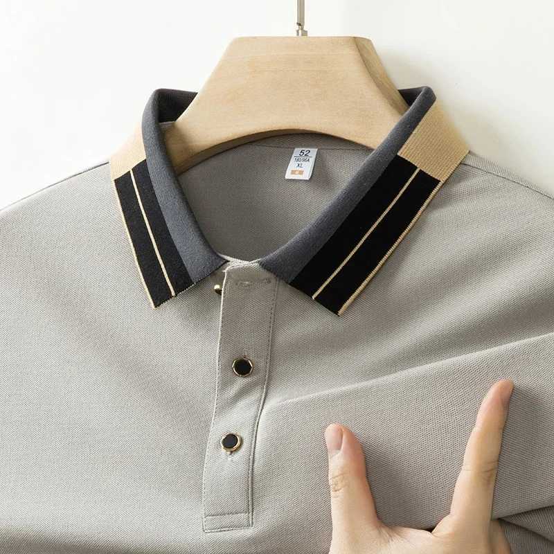 2025 New Mens Business Casual Short Sleeve Shirt Solid Color Polo Shirt Fashionable Breathable Comfortable Versatile Top Y250708 Y250708