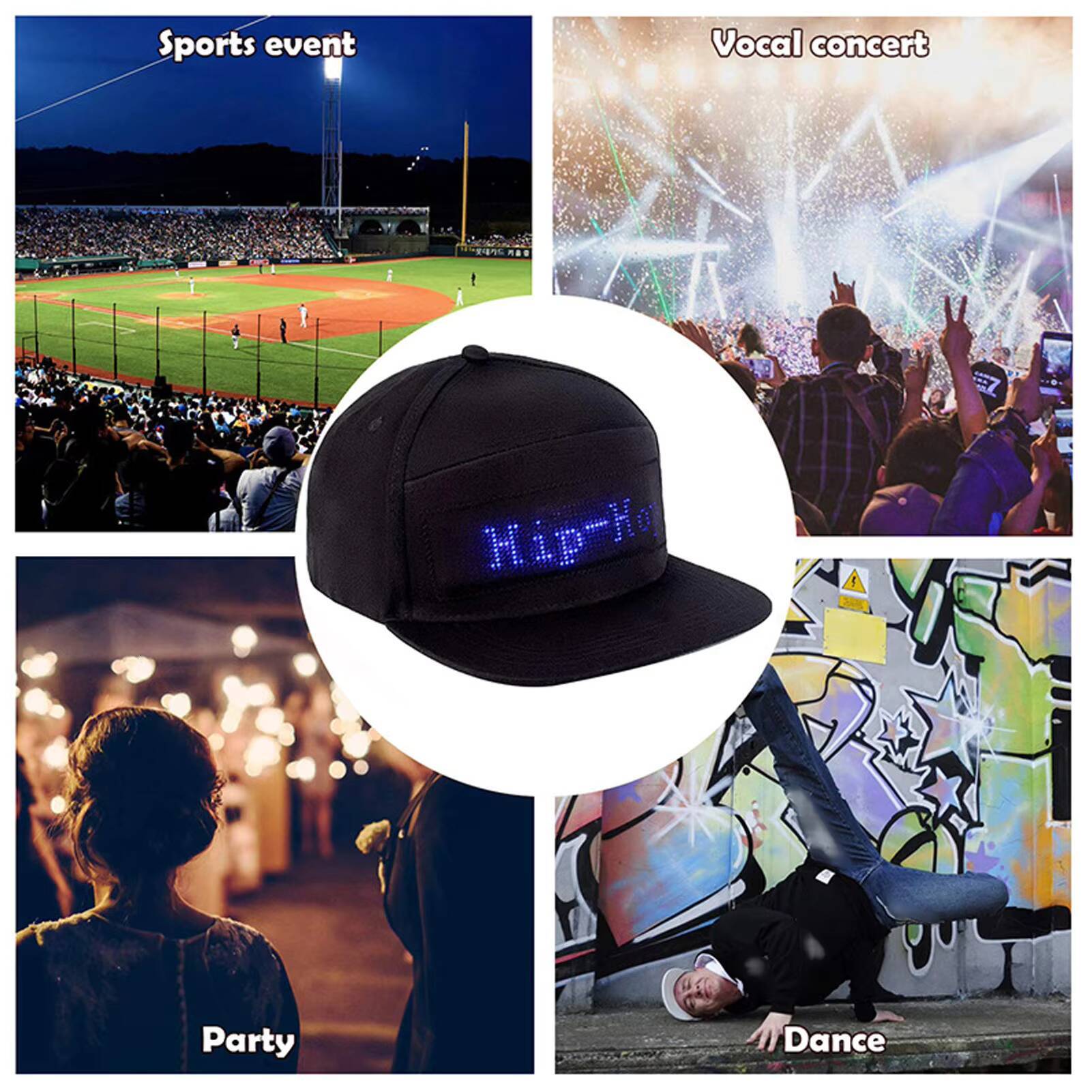 Programmable Bluetooth APP Control Editable Colorful for Outdoor Concert Carnival Hat LED Smart ddmythur