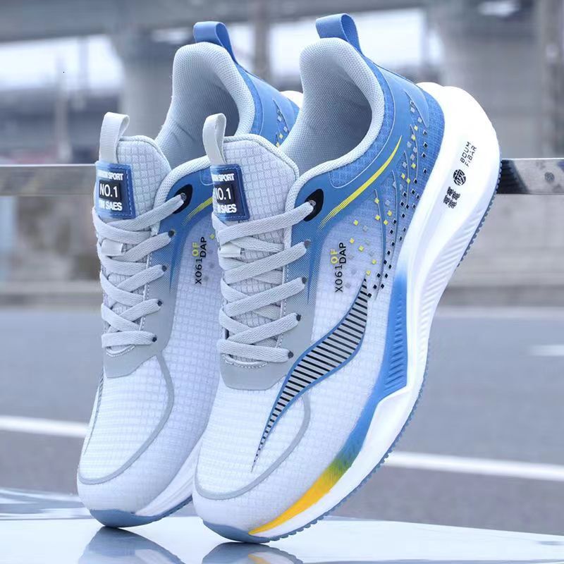 Spring Sneakers Mesh Breathable Running Youth Trend Low-top Thick-soled Lightweight Comfortable Men's Shoes