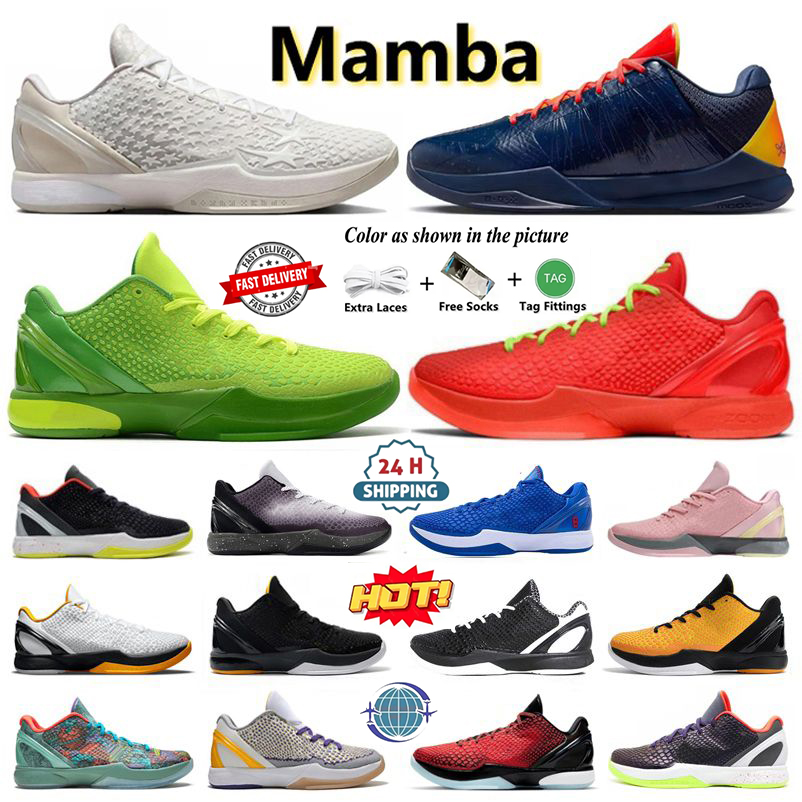 Mamba 5 Protro 6 Mens Basketball Shoes Caitlin Clark Indiana Fever Dodgers Reverse Grinch EYBL Forest Black Del Sol What If White Women trainers Sports Sneakers 36-46