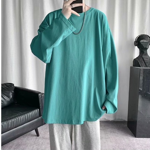 White Long Sleeve T-shirt For Men, Trendy Brand, Ins Style, Hong Kong Style, Solid Color, Versatile Designer Short Sleeves Top, Spring And Autumn Basi