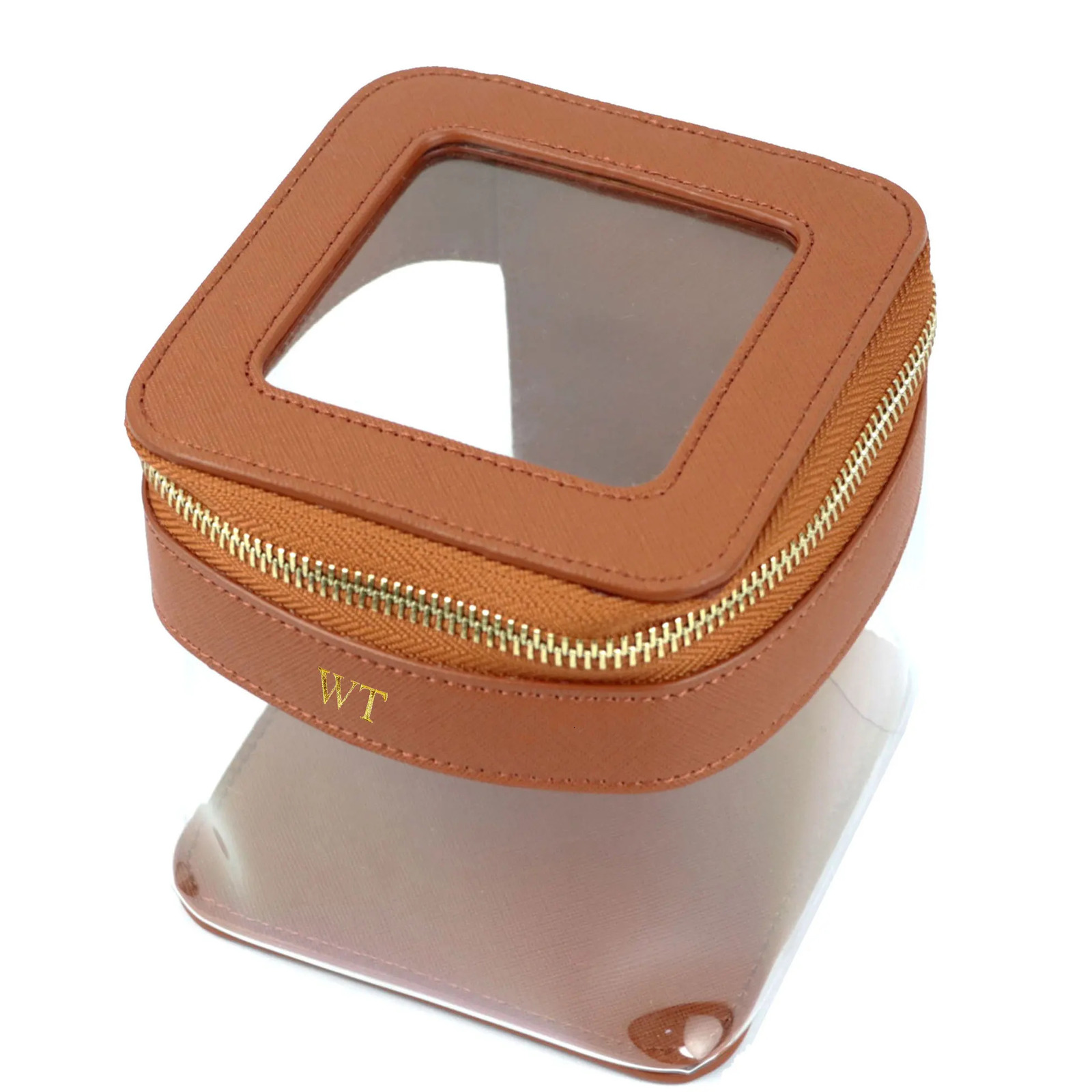 Custom Letters Saffiano Leather Cosmetic Bag PVC TPU Clear Makeup Bags Cosmetic Case For Storage Lipstick Travel Makeup Case 250701