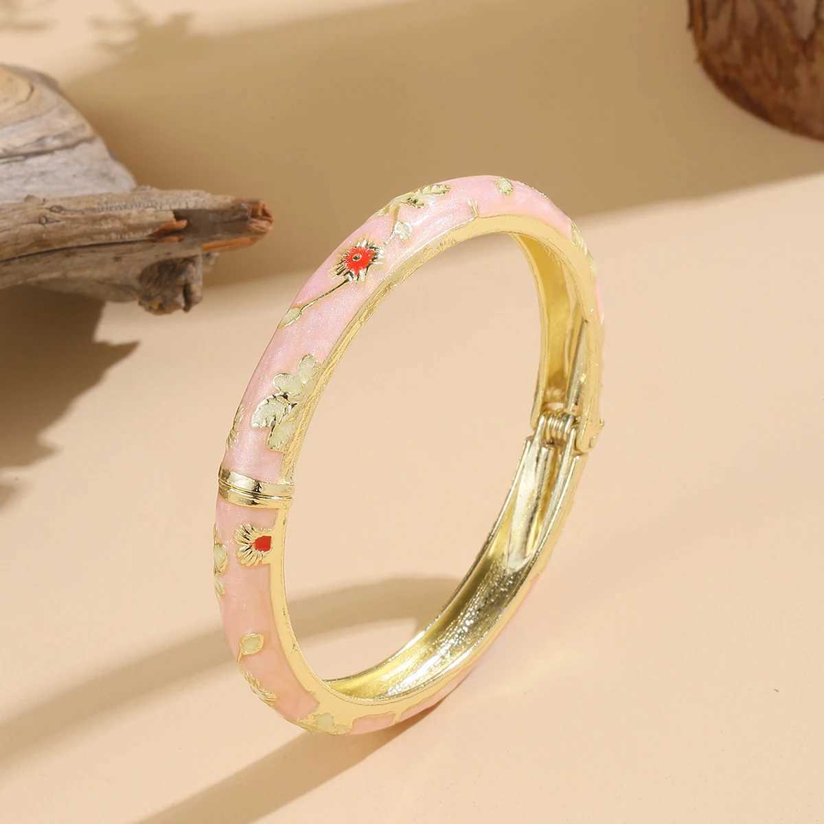 FTCY Vintage Bracelet For Women Small Flower Ethnic Style Cloisonne Bangles Womens Elegant Jewelry Gifts XJ250707