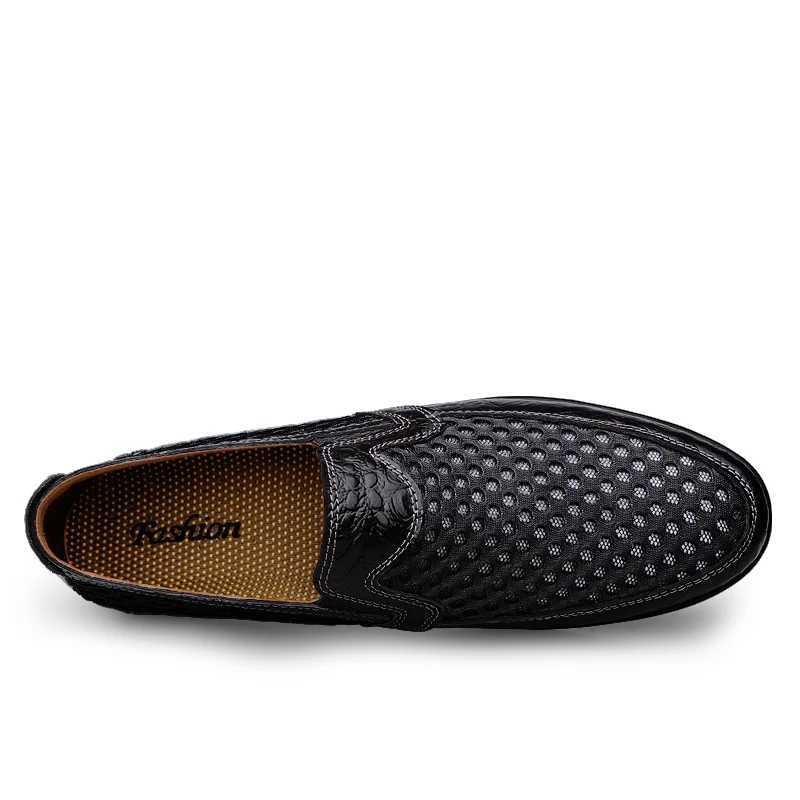 2025 New Casual Shoes Men Summer Comfortable Mesh Genuine Leather Footwear Fion Soft M Outdoor Loafers Y250707