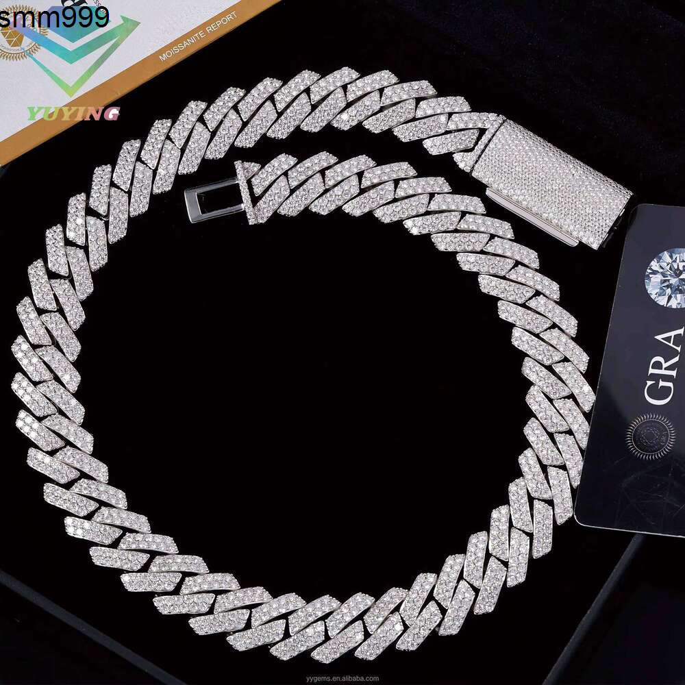 Hiphop Jewelry 17Mm S Sterling Sier D Color VVS Silicon Stone Necklace Cuban Chain