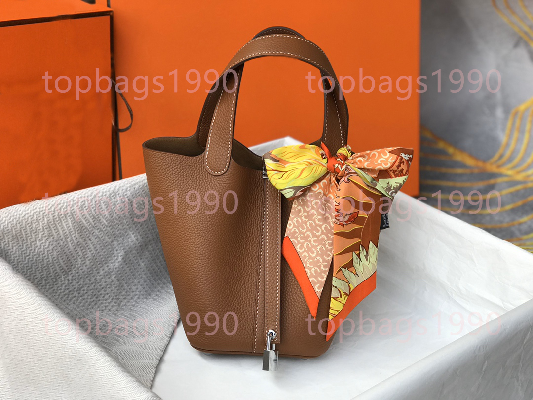 Luxury Designer Togo Bucket Bag Women Totes Genuine leather Fashion Lock bags Handbag Shoulder bag Lady Factory Eveing cowhide bags gold silver hardware 18 22cm