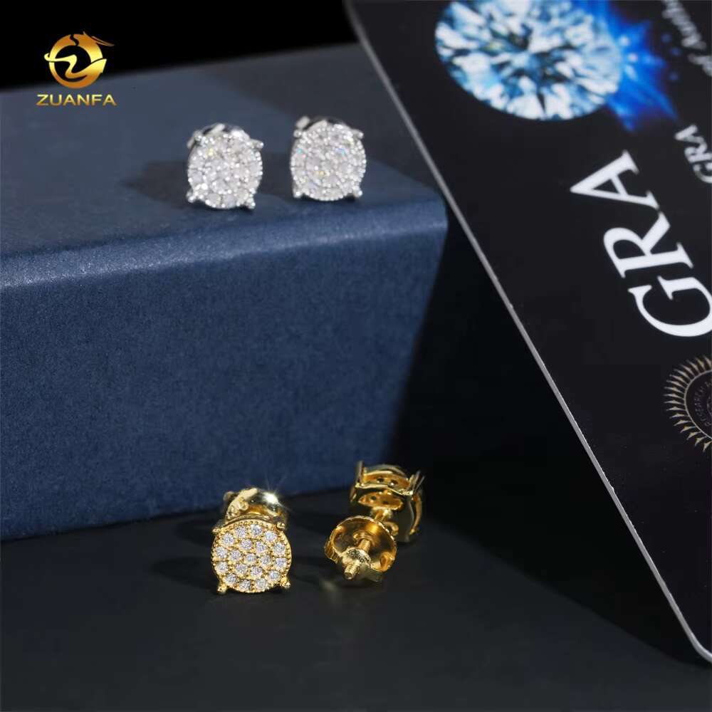Iced Out Jewelry Diamond Stud 925 Silver Screw Back Men GRA Certificate VVS Moissanite Earrings