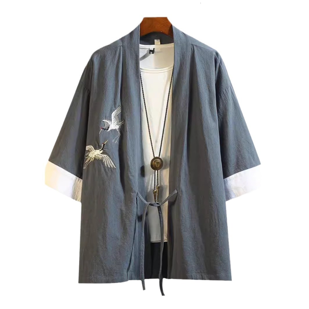 Chinese Style Linen T-shirt For Designer Short Sleeves Men Summer Ancient Style Dao Robe New Chinese Style Tang Suit Hanfu Plus Size Cotton Linen Embr