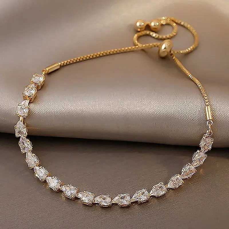 Luxury Adjustable Bracelet Womens Fashion Temperament Geometric Square Rhinestone Bracelet Wristband for Party Wedding Jewelry XJ250707