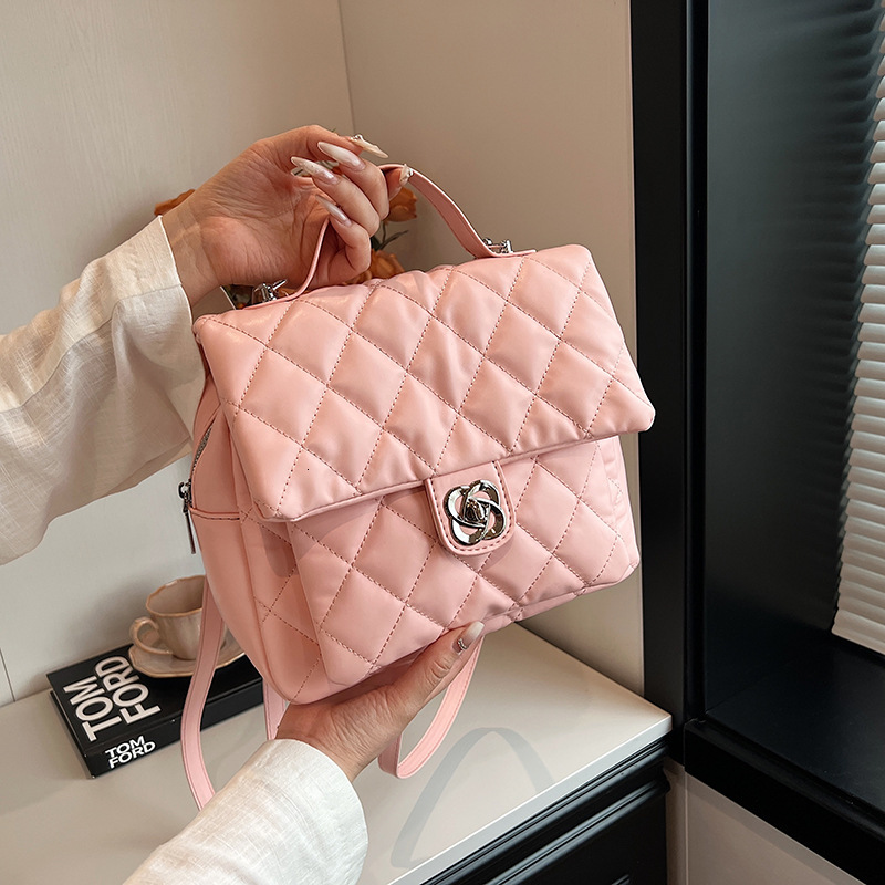 Free shipping designer Double Shoulder Bag for Women New Fashion Trendy Quilted Backpack Versatile Large Capacity Handbag Briefcase