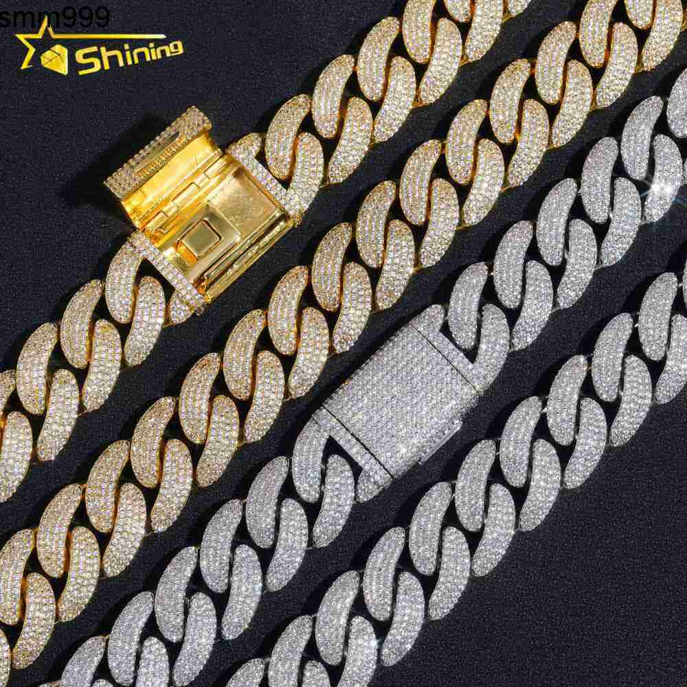 Hip Hop Men Fashion Big Size 20Mm Gold Plated Iced Out Brass CZ Dia Cuban Link Chain