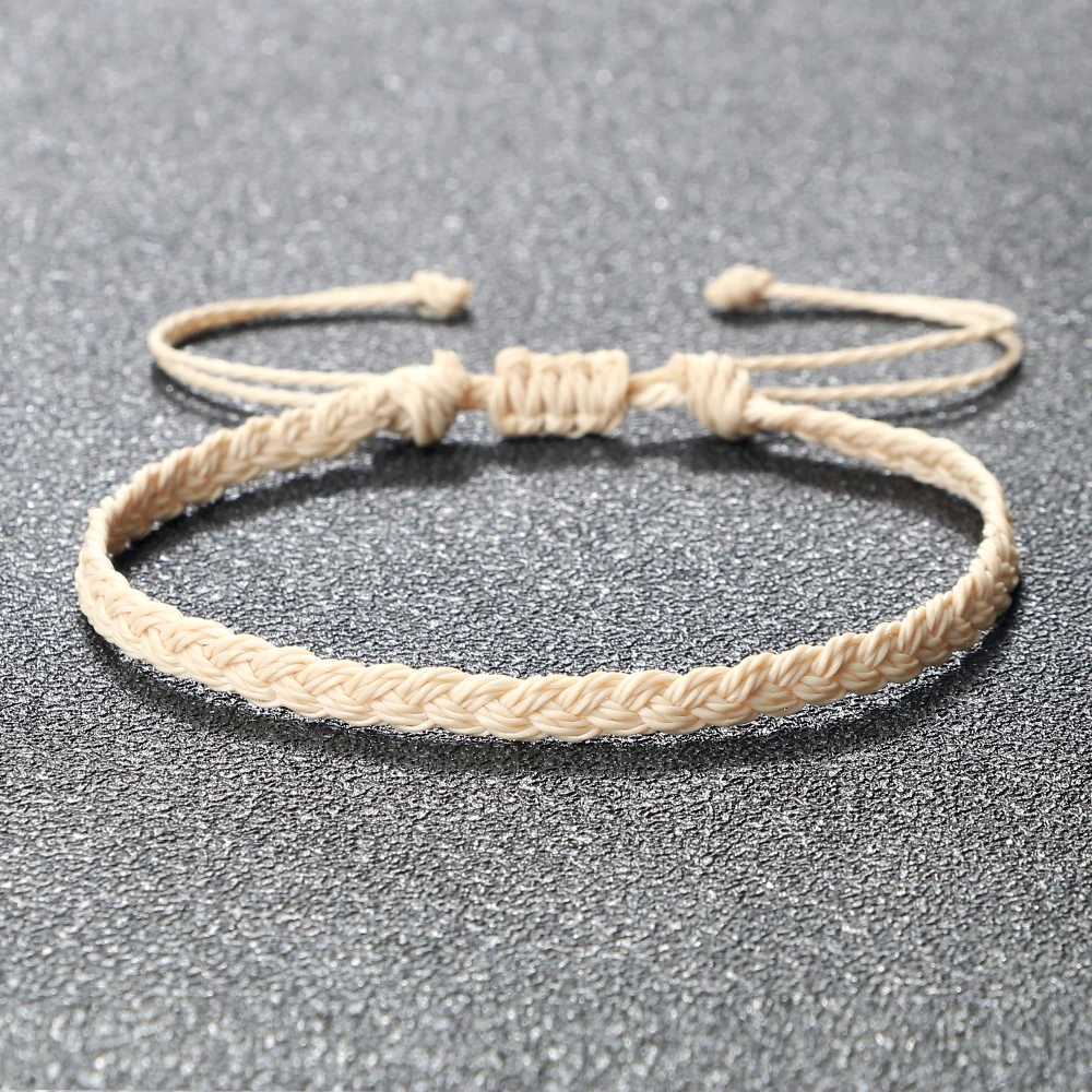 Classic Handmade Braided Bracelets for Women Men Pure Color Waxed Thread Braid Wristband Charm Bracelet Adjustable Jewelry Gifts XJ250707
