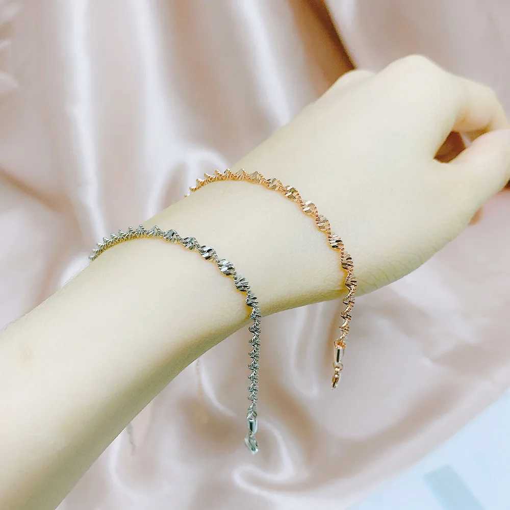 Womens Jewelry Twist Bracelet for Women Friends Gifts Rose Gold Color Simple Bangle Hand Chains Kpop Jewelry Wholesale KBH064 XJ250707