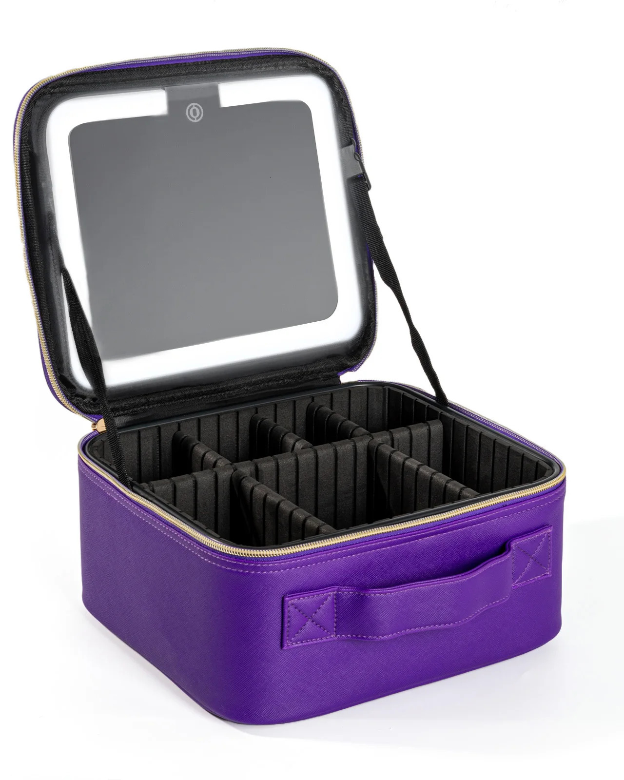 Makeup Bag With Mirror lampTravel Waterproof Necessary Beauty Brush Embroidery Tool Storage Cosmetic Case Portable Makeup Box 250701