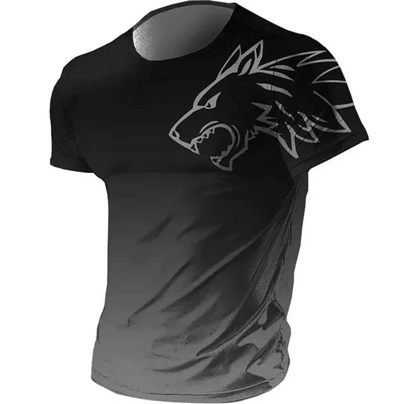 2025 Summer Vintage Mens 3d Printed T-shirt Animal Wolf Short Sleeve Designer Street Fashion Casual Comfortable Breathable Top W250707