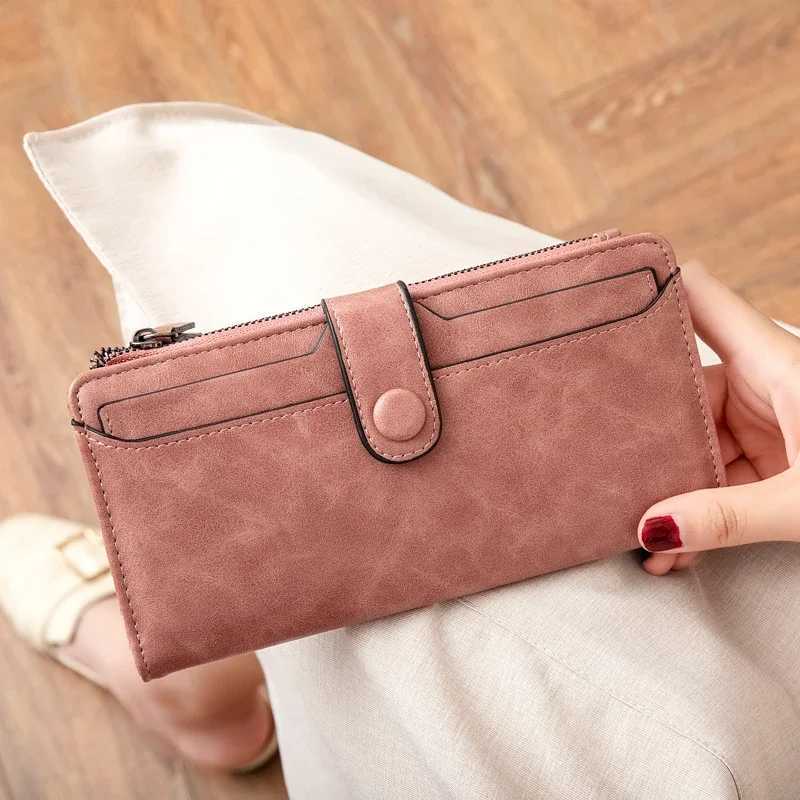 RFID Mti-Functi Vintage Wen LG Wallet Holder Large Capacity Clutch Bag Zipper Fold Lady Purse Gift Y250707
