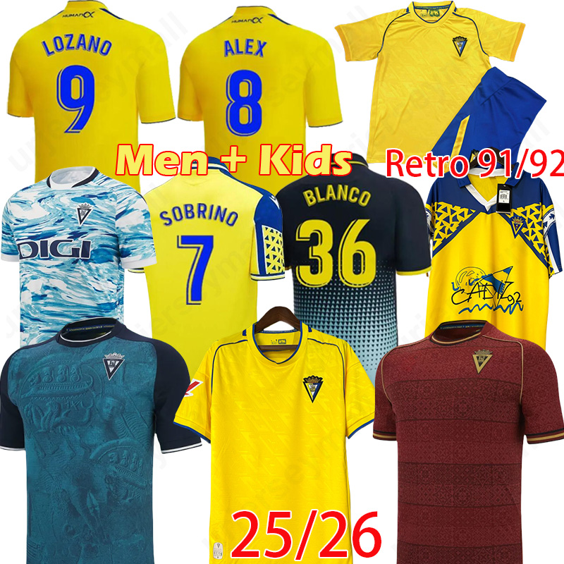 25 26 Cadiz soccer jerseys special 2026 CADIZ CF ALEX LOZANO A.PEREA BODIGER MAGICO camisetas de futbol men kids kit Juan Cala Retro 91 92 home SOBRINO football shirts