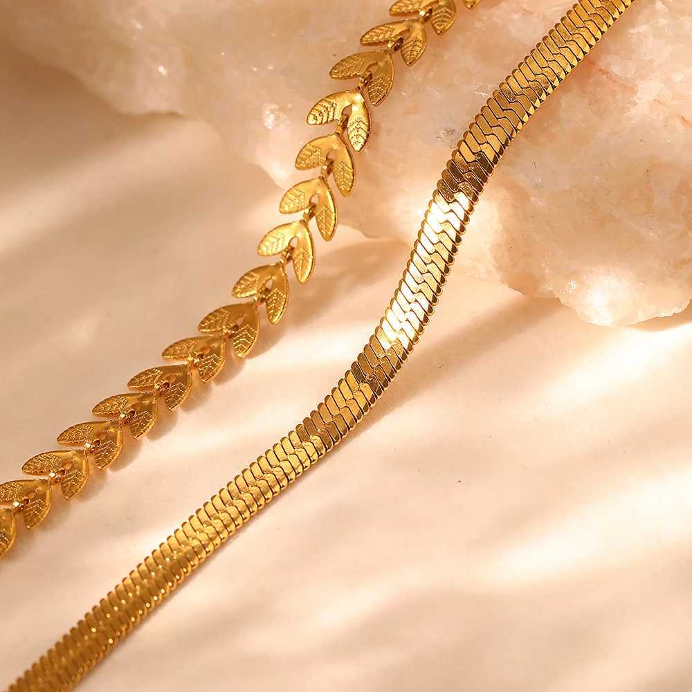 Stainless Steel Anklet Creative Splicing Wrap Around Leaf Design Blade Chain Anklet For Women Jewelry Goddess Banquet Fine Gifts XJ250707