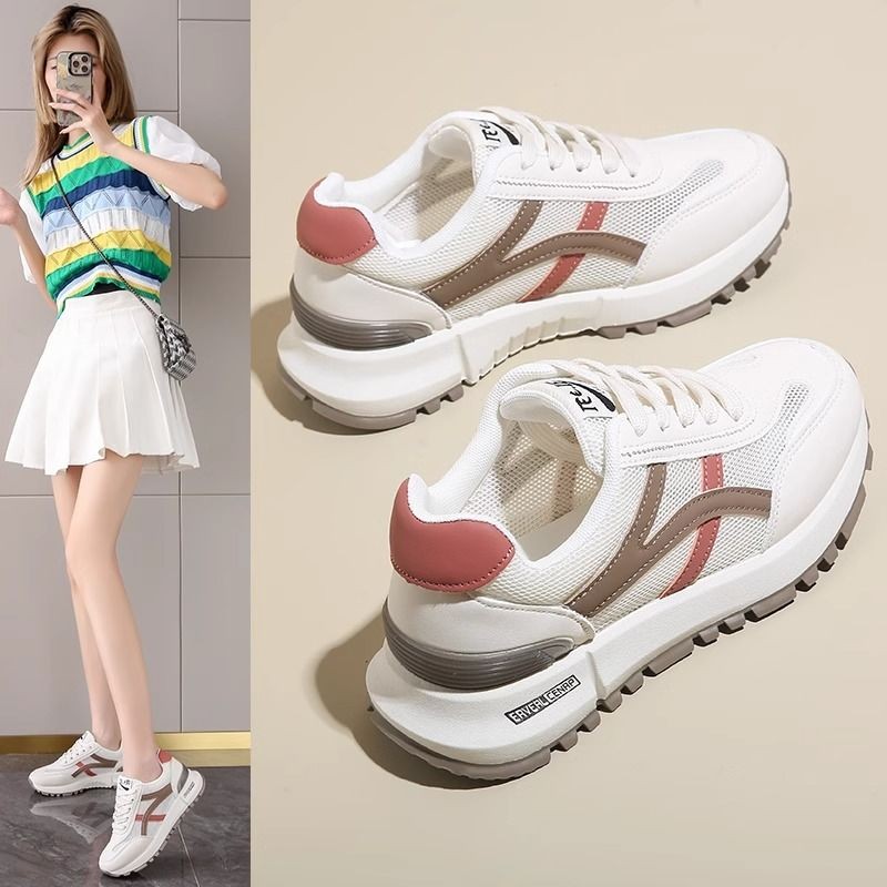 Women Casual Golf Shoes Non-slip Outdoor Walking Sneakers New Style Round Head Lace-Up Sports Casual Shoes Vintage White Shoes Lightweight Slip on Zap