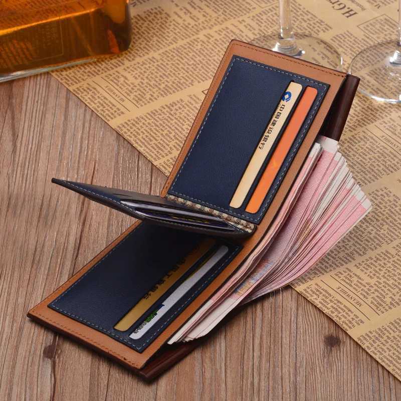 Vintage Mens Wallet Leather Mens Short Wallet Slim M Purses Men Holders Luxury Fi Pure Color Wallet Y250707