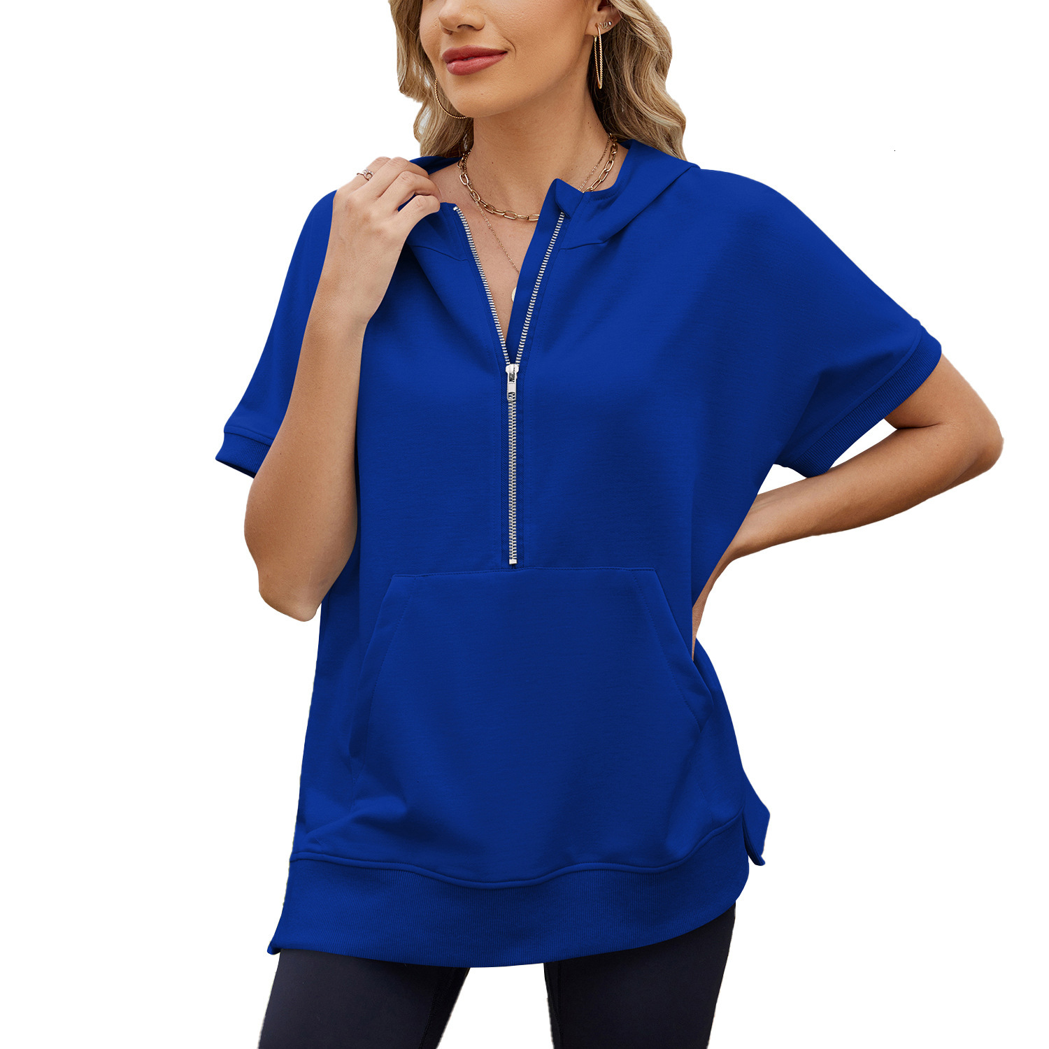 Free Shipping Designer Fashion Trend Versatile Women's Plus Size European and American Cross-Border Trade 2025 Spring Summer Hooded Loose Short S
