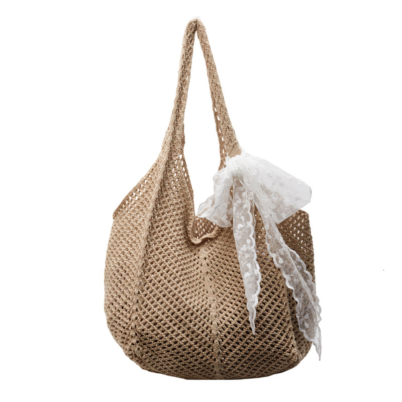 Free shipping designer Korean Style Lazy Large Capacity Hollow Woven Bag for Women 2025 New Summer Beach Casual Shoulder Bag Beach Bag