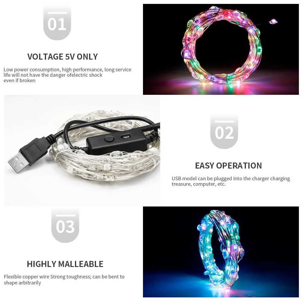 WS2812B RGBIC LED Strip String Copper Wire WS2812 Individually Addressable Party Wedding Garland Decoration Christmas Lights DC5V/12V W250701