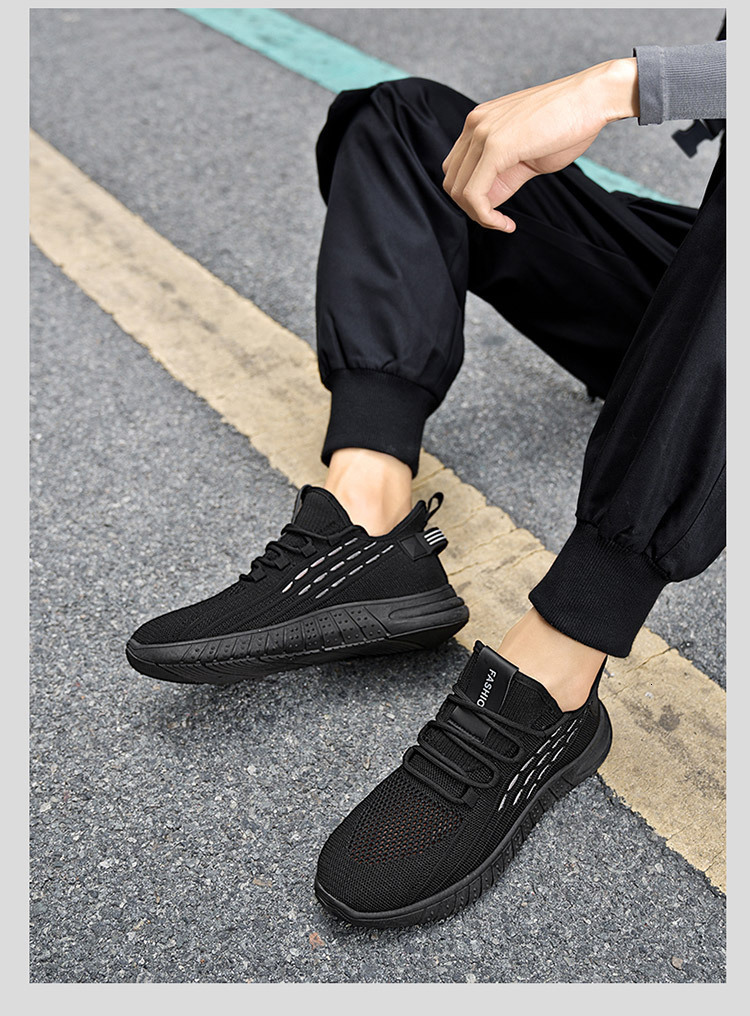 Summer New Breathable Mesh Men's Trendy Versatile Flyknit Sneakers Casual Running Shoes