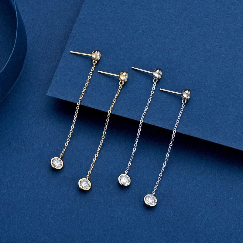 OXTAO Certified Long Chain Tassel Earrings for Women Real 925 Silver D Color Sparkling Drop Earrings Wedding Jewelry 250701