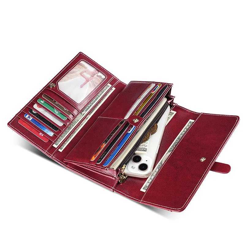 Genuine Leather Wallet Ladies High-end LG Cluh Oil Wax Leather Mens Multi-functional RFID Anti-theft B Wallets Y250707