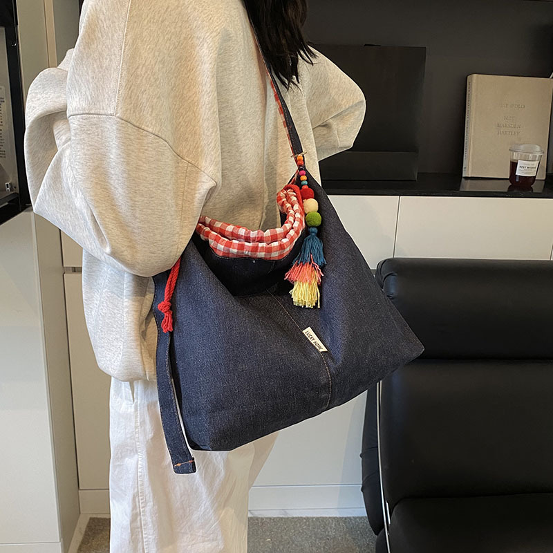 Free shipping designer American Style Design Denim Plaid Crossbody Bag Versatile Adjustable Strap Student Backpack Dopamine Color Series Shoulder Bag