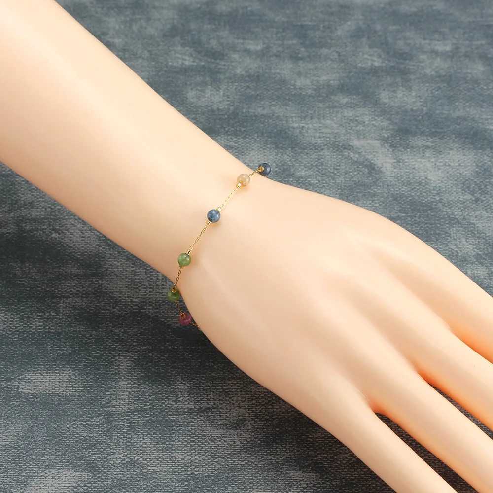 Natural Stone Stainless Steel Crystals Bead Chain Bracelets For Women Gold Color Ladies Ankle Bracelet Jewelry 7-9 Inch XJ250707