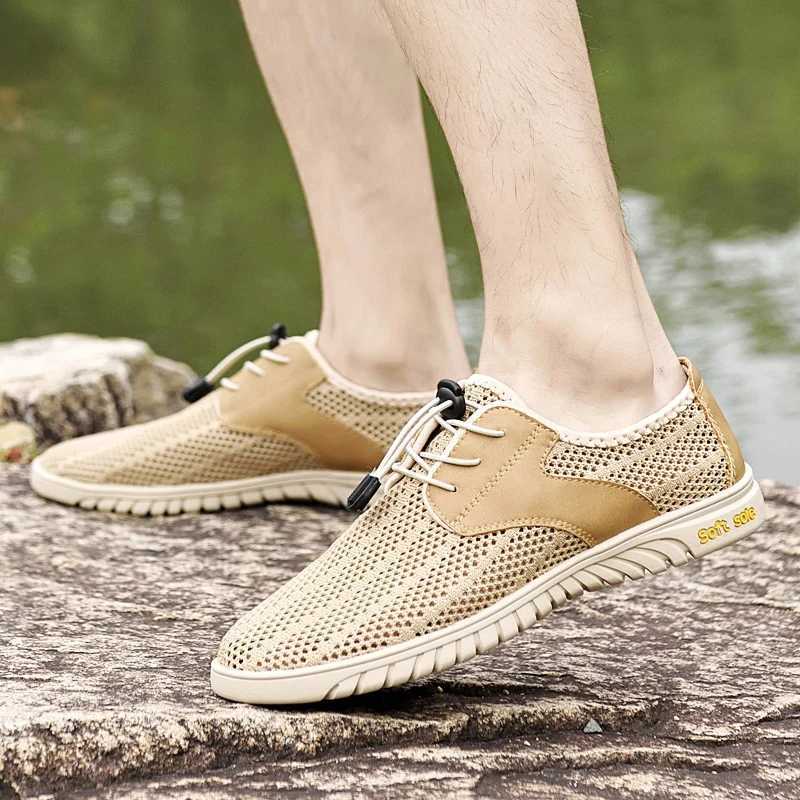 Summer Outdoor Travel Running Casual Shoes Mens Mesh Sports Shoes Fion Mountaineering Breathable Lightweight Anti-Slip Shoes Y250707