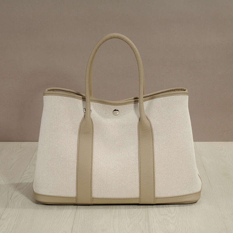 Leather Bag Bucket Bag New Shopping Garden Canvas Tote Large Capacity Handheld Grocery Basket Genuine Leather Women S Bag Commuter Tote Bag