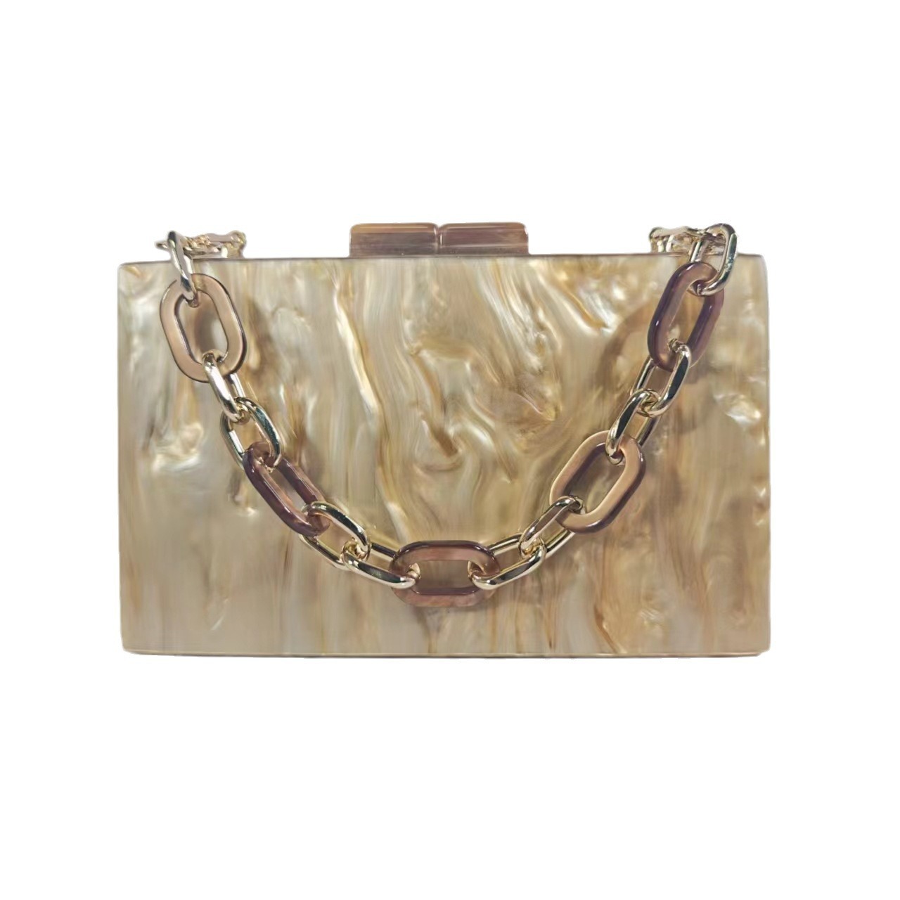 trend Cross trend border new acrylic bead decoration handbag one shoulder one piece chain box bag designer bag women s handbag