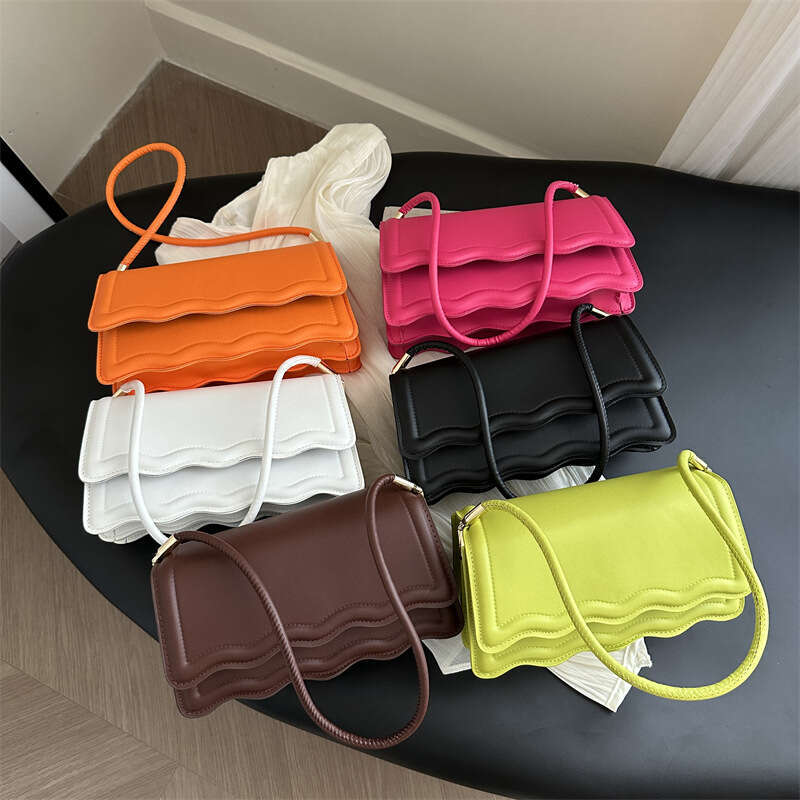 2025 Spring Autumn New Trendy Solid Color PU Shoulder for Women, Stylish and Elegant Lace Underarm Bag