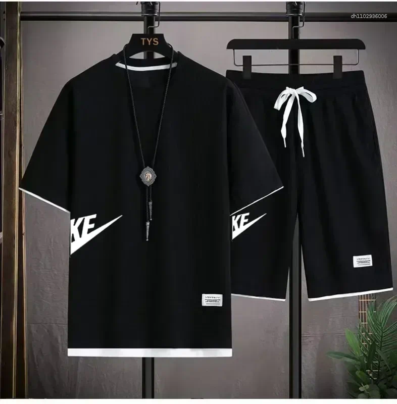 Men's Tracksuits Korean Edition Sports Set Short Sleeve T-Shirt Shorts Casual Fashion Summer 2026